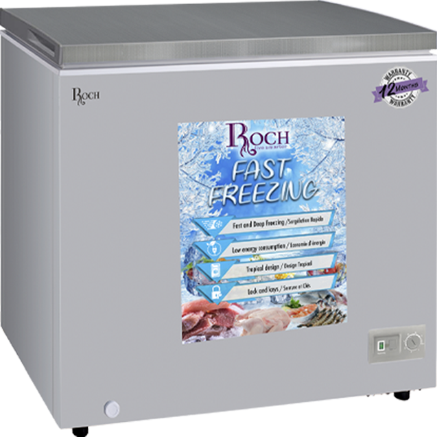 ROCH RCF-230-B Chest Freezer – 230L Household Freezer, Grey