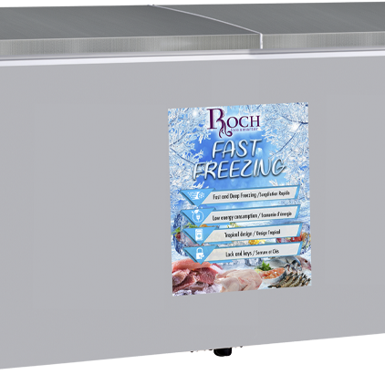 ROCH RCF-600-G Chest Freezer – 600L Dual Door, Heavy-Duty Grey