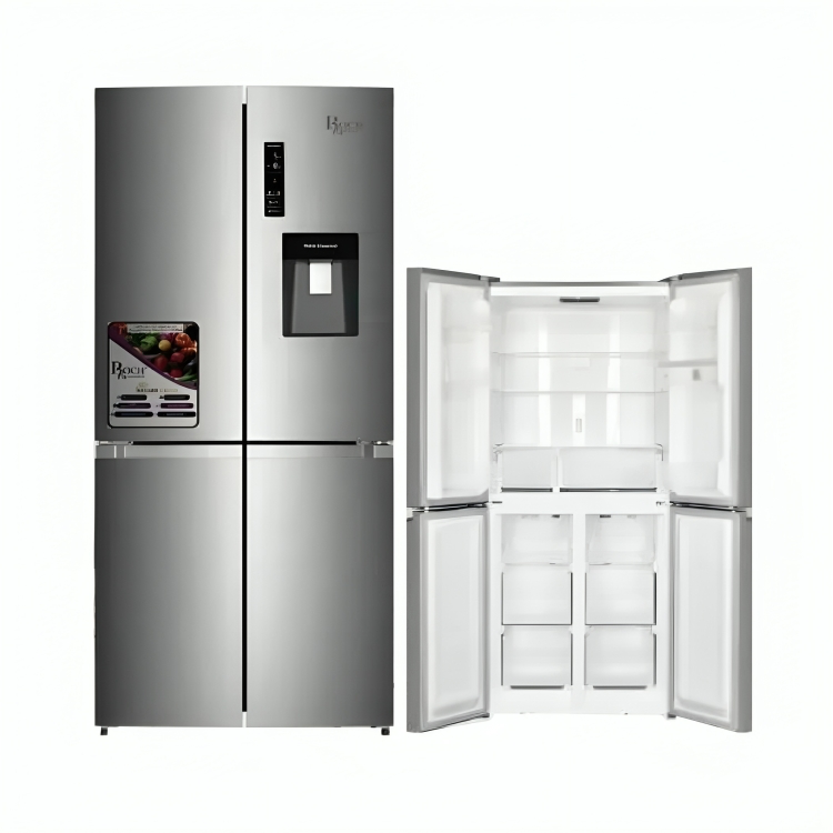 ROCH RFR-525SBW-I Side-by-Side Fridge – 525L, 4 Doors, Multi Cooling, Inox