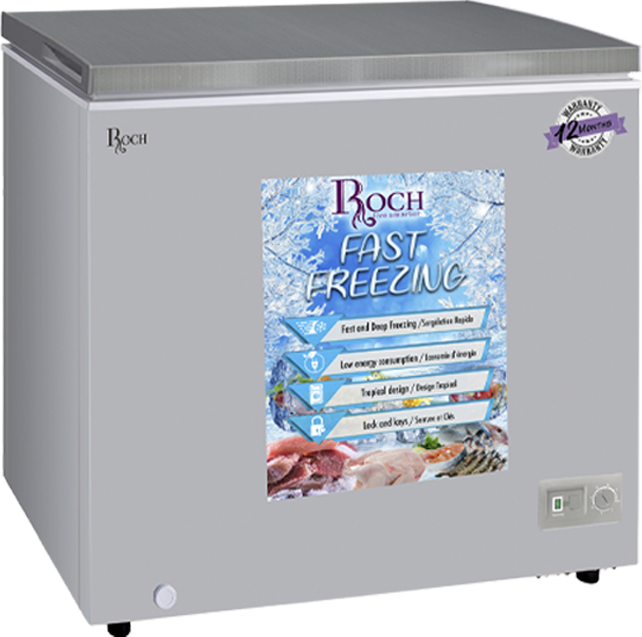 ROCH RCF-230-B Chest Freezer – 230L Household Freezer, Grey