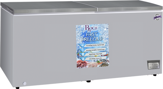 ROCH RCF-600-G Chest Freezer – 600L Dual Door, Heavy-Duty Grey