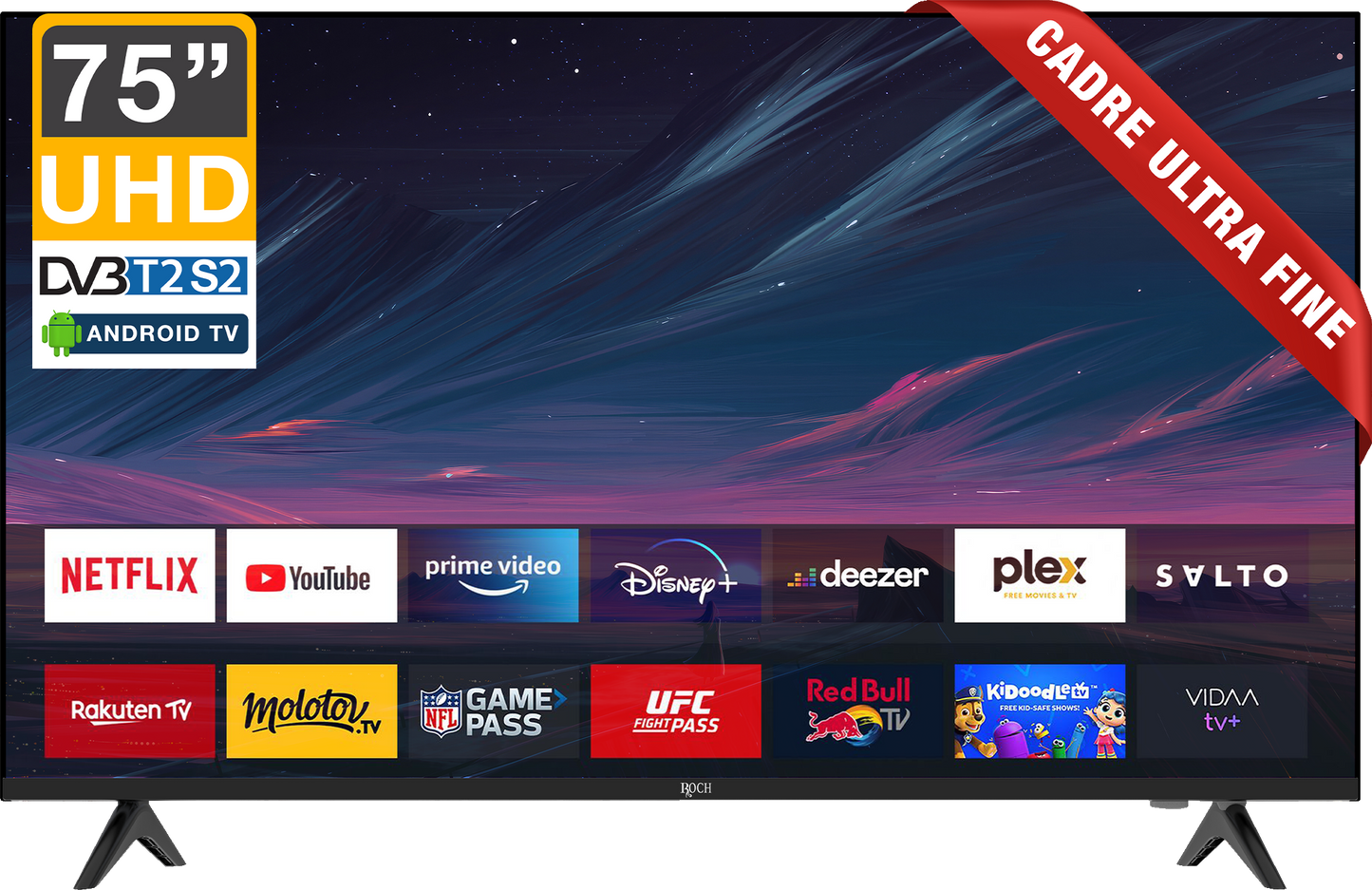 ROCH Smart TV 75 Inch – 4K Ultra HD with Smart Hub
