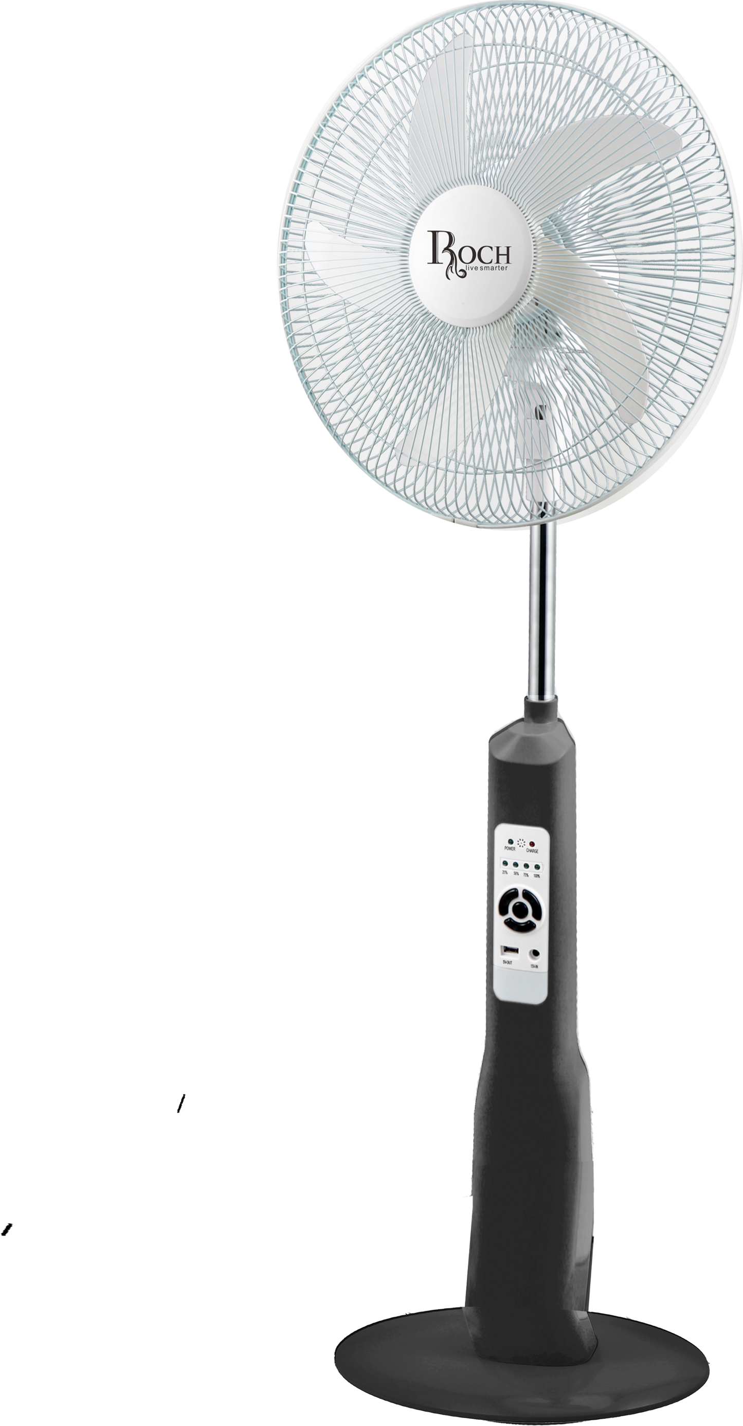 ROCH RSF-918R-B Rechargeable Fan – Battery Powered with Light