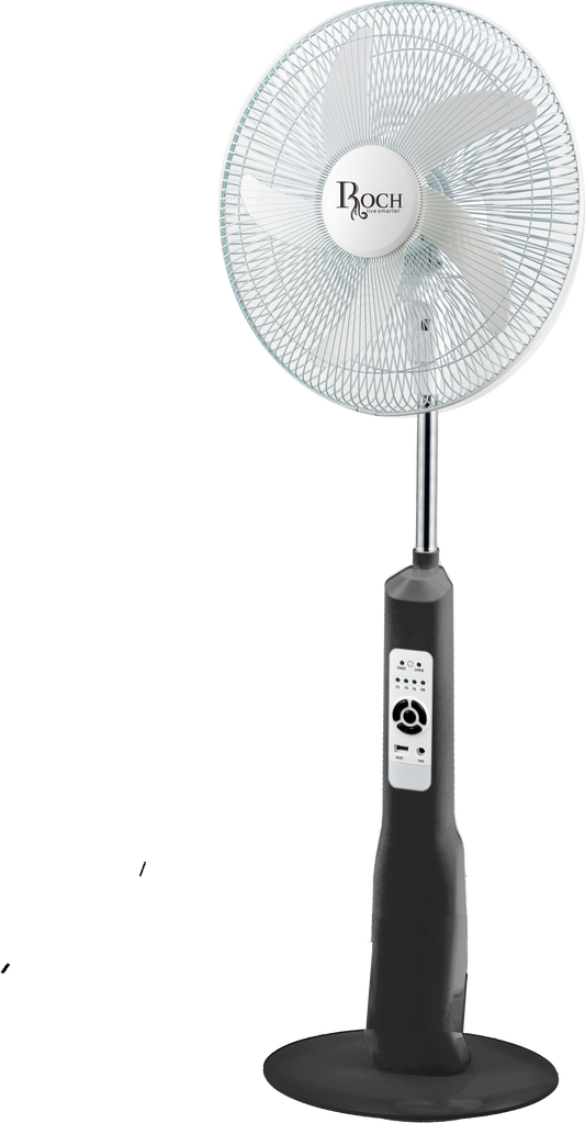 ROCH RSF-918R-B Rechargeable Fan – Battery Powered with Light