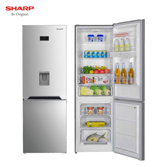 SHARP SJ-BG415D-HS2 Combi Fridge – Non Frost, 3T, Black and Silver with Water Tank